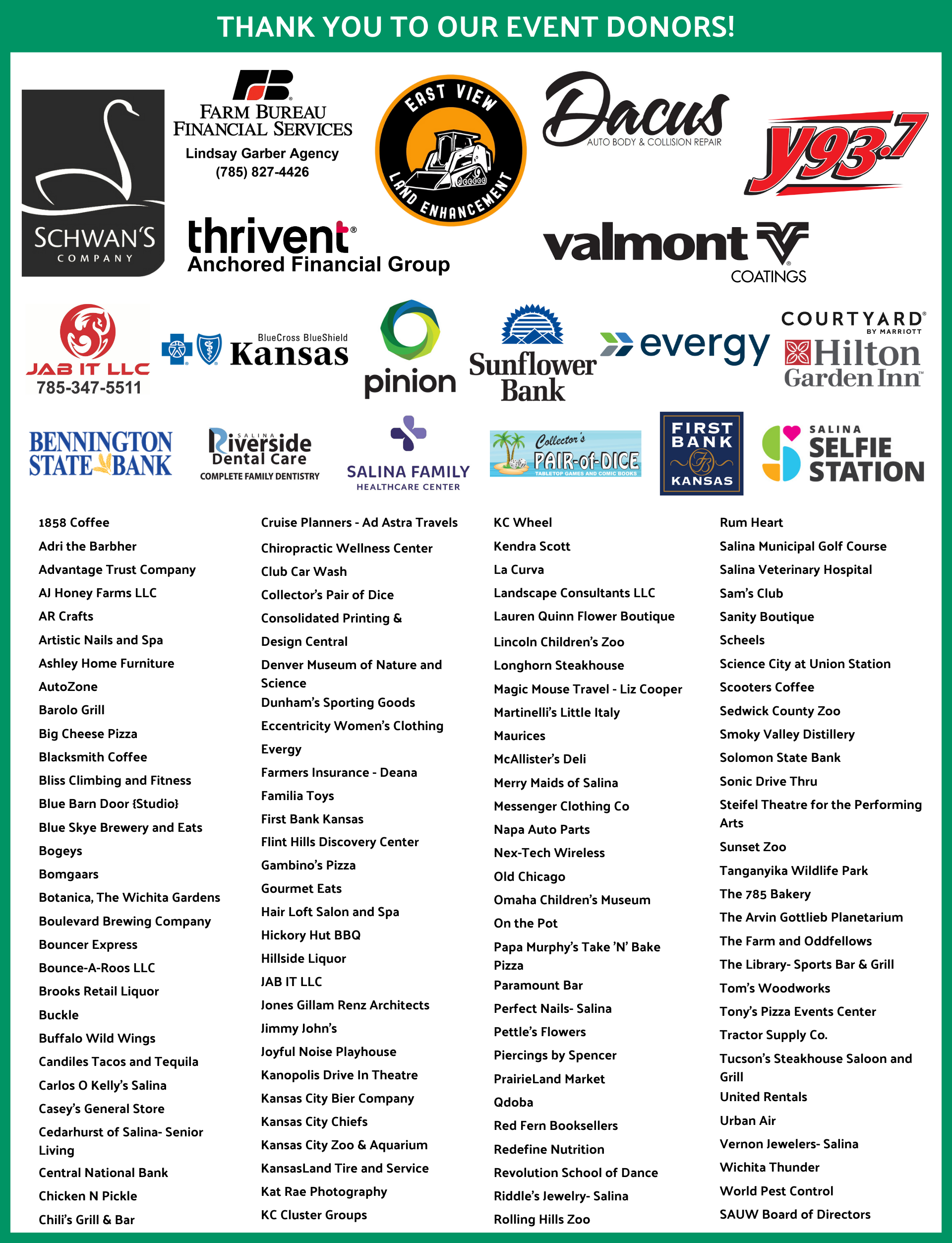 Event Sponsors and Donors